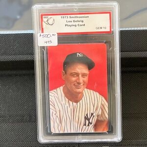 1973 Smithsonian Lou Gehrig playing card graded GEM 10
